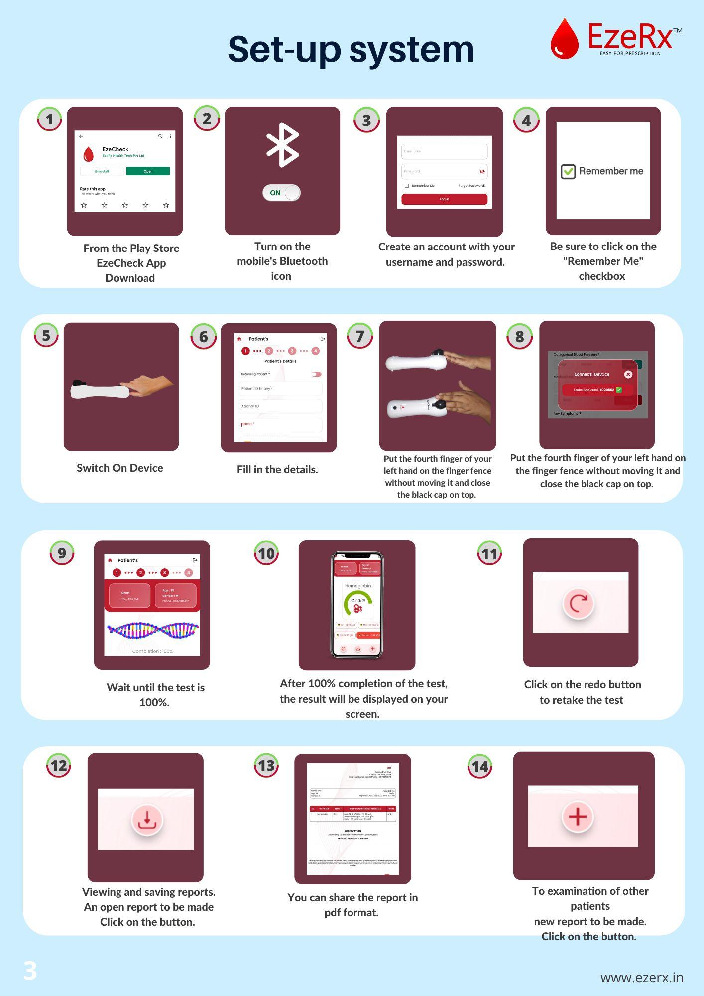 Details Process of How to set up EzeCheck in Mobile 
